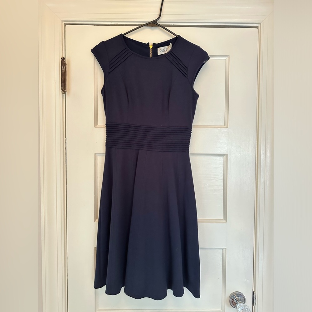 Eliza J Navy A-line Ponte dress